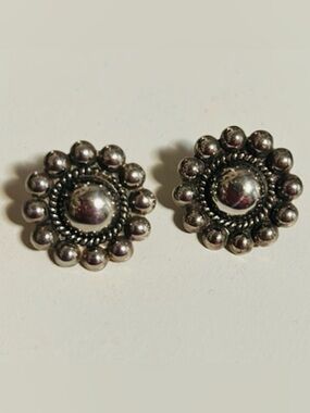 Vintage Sterling Silver Southwest Concho Screw Back Earrings Signed U Arrow Mark